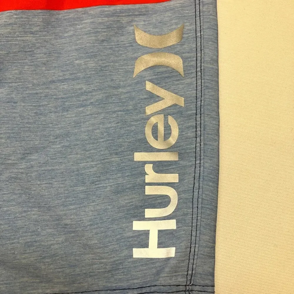 Hurley Board Shorts Colorblock Red Blue Navy Swim Trunks 9” Men's Size 28